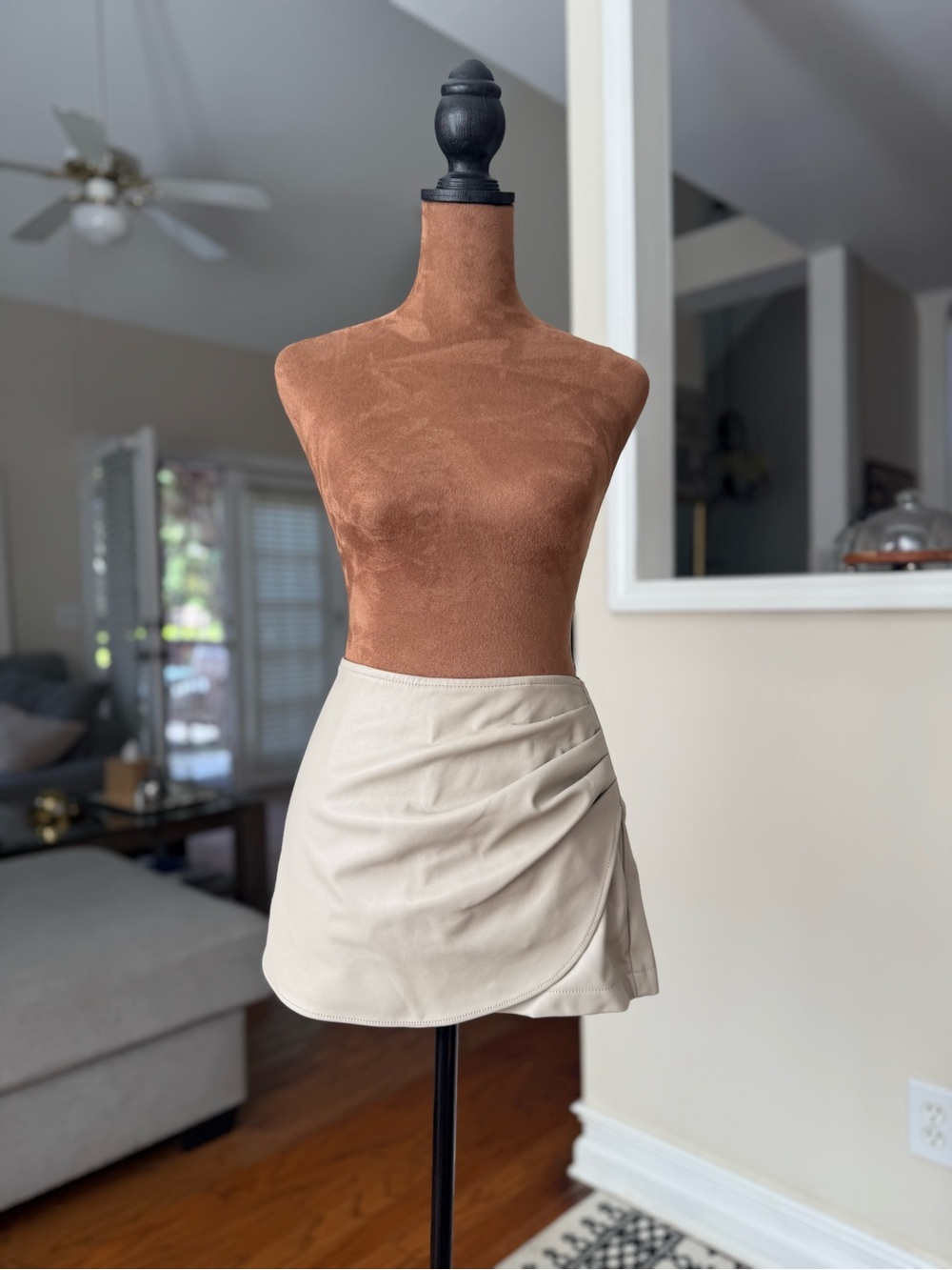 Forever 21 Cream Mini Skort with Side Drape